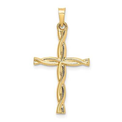 Hollow Twisted Cross Pendant 14k Gold Polished XR1986, MPN: XR1986,