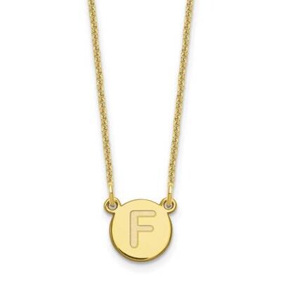 Tiny Circle Block Initial Letter F Necklace 10k Gold 10XNA722Y/F, MPN: 10XNA722Y/F,