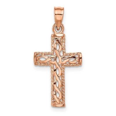 Braided Cross Pendant 14K Rose Gold Polished D4643, MPN: D4643, 883957937342