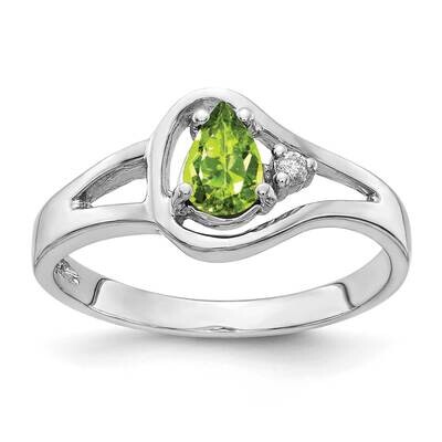 6x4mm Pear Peridot Aaa Diamond Ring 14k White Gold Y2071PE/AAA, MPN: Y2071PE_AA, 883957690568