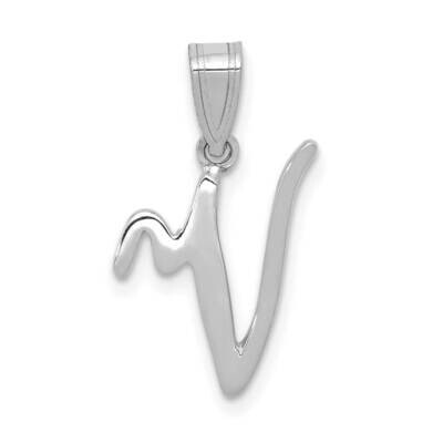 Script Letter V Initial Pendant 14k White Gold YC993WV, MPN: YC993WV, 196904070765