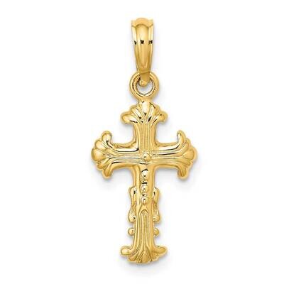 Cross Charm 14k Gold Polished &amp; Textured K8428, MPN: K8428, 637218035311