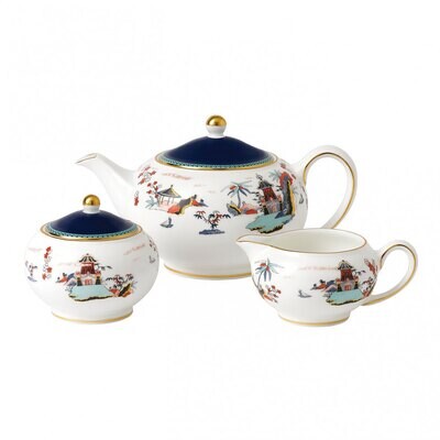 Wedgwood Wonderlust 3-Piece Tea Set s/s (Teapot, sugar &amp; Creamer) Blue Pagoda  40031717, MPN: 40031…