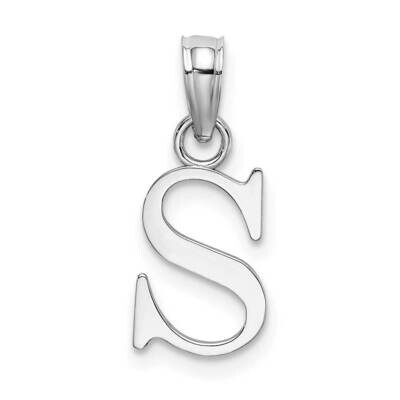 S Block Initial Charm 14k White Gold Polished K6423WS, MPN: K6423WS, 637218161560