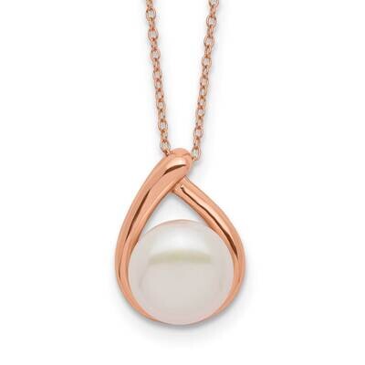 Rose-Tone 18K Flash-Pl 11-12mm Button Fwc Pearl Necklace Sterling Silver QH5479-16.5, MPN: QH5479-1…