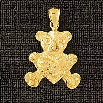 Dazzlers Jewelry Teddy Bear Pendant Necklace Charm Bracelet in Yellow, White or Rose Gold 2462, MPN…