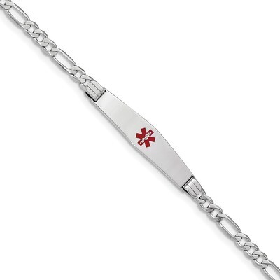 7 Inch Medical Soft Diamond Shape Red Enamel Figaro Link ID Bracelet 14k white Gold XM590CCW-7, MPN…