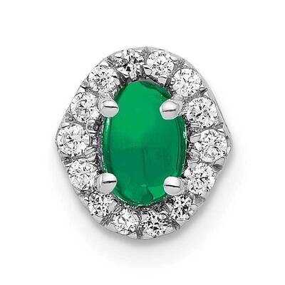 Halo Diamond &amp; Cabochon .73 Emerald Chain Slide 14k White Gold PM4035-EM-012-WA, MPN: PM4035-EM-012…