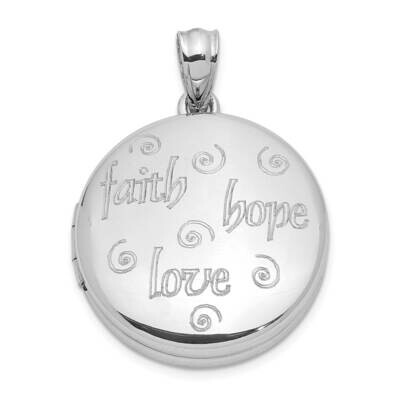 Faith, Hope, Love 20mm Round Locket Sterling Silver Rhodium-plated QLS1085, MPN: QLS1085,