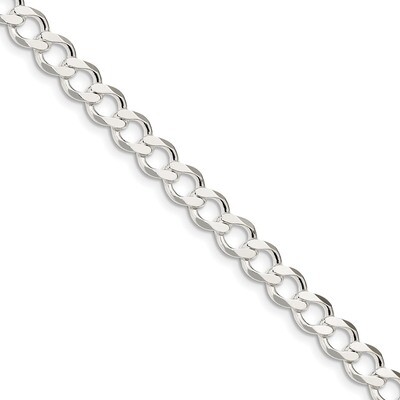 7 Inch 8.1mm Polished Flat Curb Chain Sterling Silver QLFB180-7, MPN: QLFB180-7, 883957939582