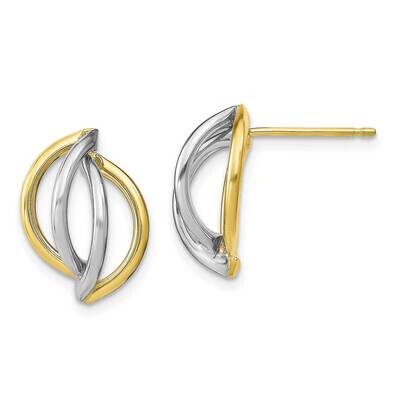 Leslie&#39;s Post Dangle Earrings 10k Two-tone Gold Polished HB-10LE500, MPN: 10LE500, 191101736322