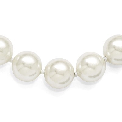 12-13Mm White Shell Bead with CZ Clasp Necklace Sterling Silver QMJN127W-18, MPN: QMJN127W-18, 8867…