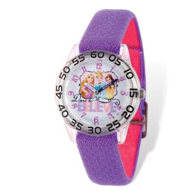 Disney Princess Purple Stretch Band Time Teacher Watch Kids XWA5399, MPN: XWA5399, 843231095694