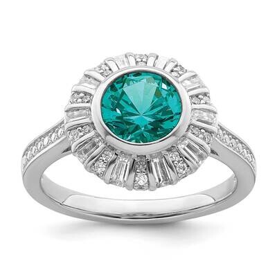 White and Teal CZ Diamond Ring Sterling Silver Rhodium-Plated QR7396, MPN: QR7396,