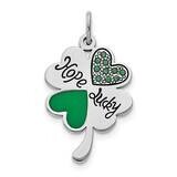 Polish Enamel Hope Luck Swarovski Zirconia Clover Pendant Sterling Silver QC9357, MPN: QC9357, 8867…