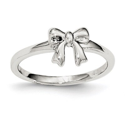 Bow Ring Sterling Silver Rhodium-plated Polished QR6501, MPN: QR6501, 191101111747