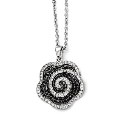 Flower Necklace Sterling Silver &amp; Cubic Zirconia QMP1178-18, MPN: QMP1178-18, 191101195280