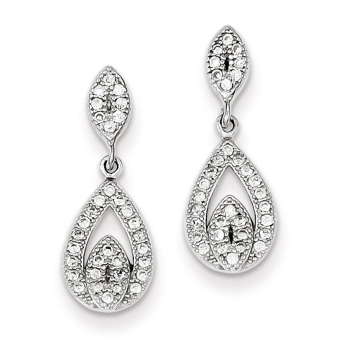 Pave Pear Dangle Post Earrings Sterling Silver Diamond QE9284, MPN: QE9284, 883957575452