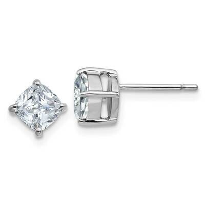 1.75ct. 5.5mm Cushion D E F Pure Light Moissanite Earrings 14k White Gold WG4908-5MP, MPN: WG4908-5…