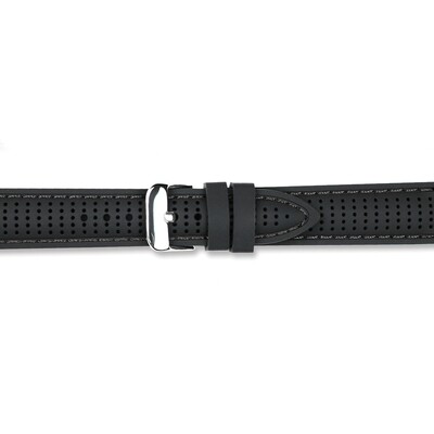 22mm Black with Black Ventilated Silicone Silver-tone Buckle Watch Band  BAW399-22, MPN: BAW399-22,