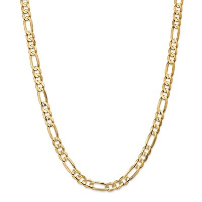 Leslie&#39;s 6.75mm Concave Figaro Chain 24 Inch 10k Gold HB-8217-24, MPN: 8217-24, 191101754821