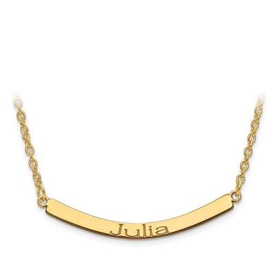 Polished Recessed Letters Curved Name Bar with Chain 14k Gold XNA649Y, MPN: XNA649Y, 886774556284