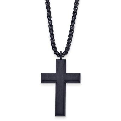 Polished Grey Ip-Plated Cross 24 Inch Necklace Stainless Steel Brushed SRN2952-24 by Chisel, MPN: S…