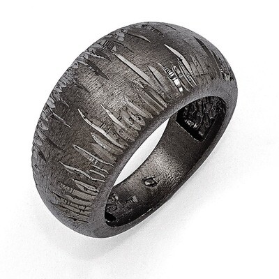 Sterling Silver Rhodium-plated Brushed &amp; D/C Ring QLR109-7