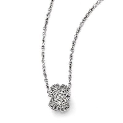 Necklace Sterling Silver &amp; Cubic Zirconia Polished QMP1059-18, MPN: QMP1059-18, 191101471223