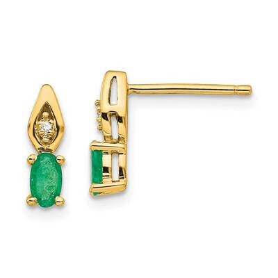 Emerald Diamond Earring 14k Gold XBS597, MPN: XBS597, 191101801037