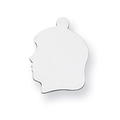 Girls Head with Eyelet Stamping Sterling Silver Rhodium-plated SS1363, MPN: SS1363,