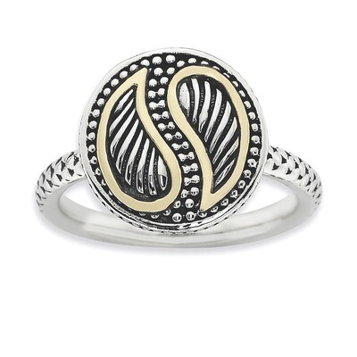 14k Gold Antiqued Ring - Sterling Silver QSK865, MPN: QSK865, 886774227399