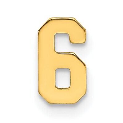 Die Struck Number 6 14k Yellow Gold YG2215, MPN: YG2215,
