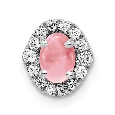 Cabochon .73 Pink Tourmaline Chain Slide 14k White Gold Diamond PM4035-PT-012-WA, MPN: PM4035-PT-01…