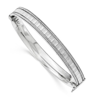 Glitter Hinged Bangle Sterling Silver QB1035