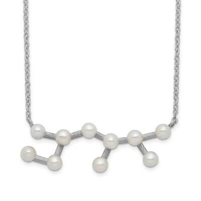 10 3-4mm Fwc Pearl Sagitarius with 1 Inch Extension Necklace Sterling Silver Rhodium-plated QH5527-…