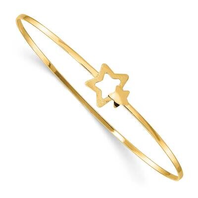 Brushed &amp; Polished Stars Slip On Bangle 14k Gold DB688, MPN: DB688, 191101980374