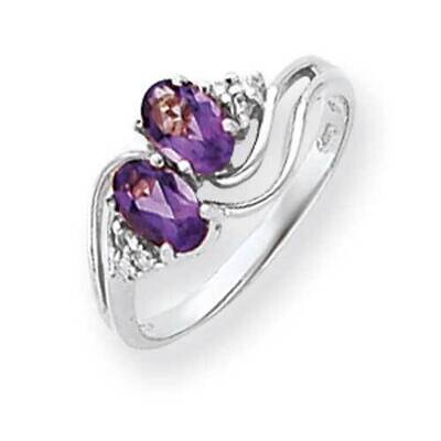 6x4mm Oval Amethyst Checker Diamond Ring 14k White Gold Y4618AM_AA, MPN: Y4618AM_AA, 883957466583