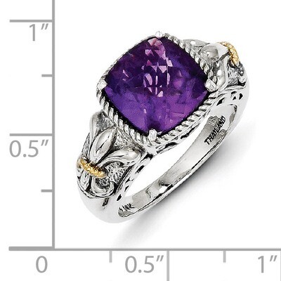 Amethyst Ring Sterling Silver &amp; 14k Gold QTC728, MPN: QTC728, 883957441276