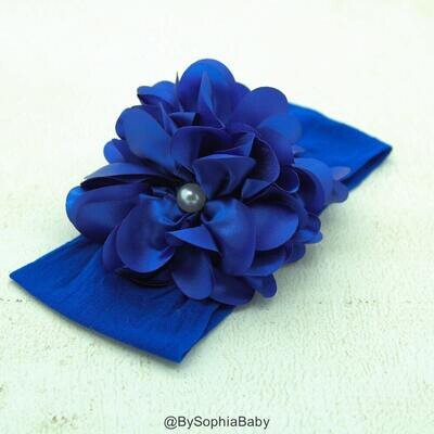 Baby Headband Royal Blue Headband Blue Flower Headband Photo Prop Baby Nylon Headband Toddler Blue …