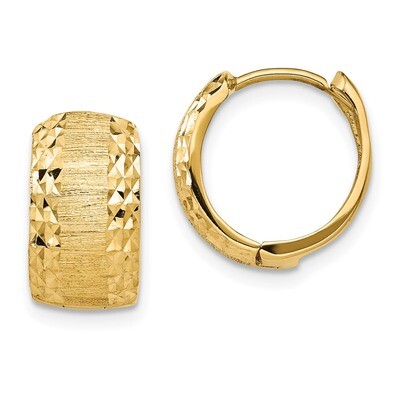 Leslie&#39;s Textured Diamond-cut Hinged Hoop Earrings 14k Polished Gold HB-LE1776, MPN: LE1776, 191101…