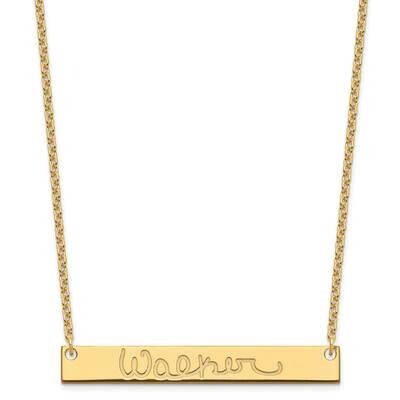 Large Polished Signature Bar Necklace Sterling Silver Gold-plated XNA1275GP, MPN: XNA1275GP,