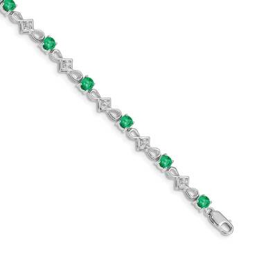 Emerald Bracelet 14k White Gold Diamond BM4486-EM-010-WA, MPN: BM4486-EM-010-WA, 883957253251