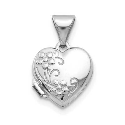 Polished Heart-Shaped Floral Locket 10k White Gold 10XL303, MPN: 10XL303,