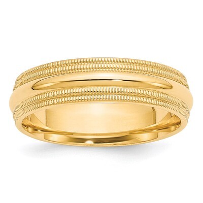 6mm Double Milgrain Comfort Fit Band 14k Yellow Gold DMC060 Engravable, MPN: DMC060, 886774477473