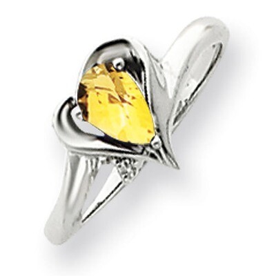 Citrine Checker Diamond Ring 14k white Gold 6x4mm Pear Y4560CC/A, MPN: Y4560CC/A, 883957452500