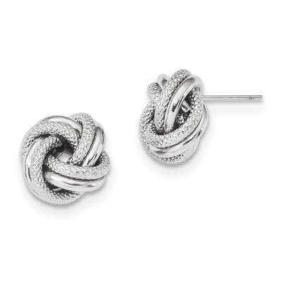 Polished Textured Double Love Knot Post Earrings 14k white Gold TL1074W, MPN: TL1074W, 191101055690
