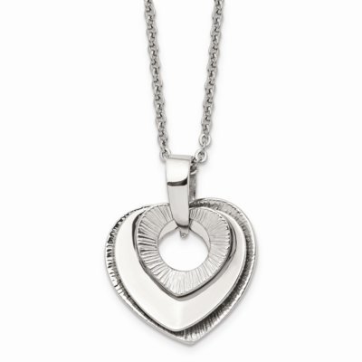 Heart Three Piece Polished Necklace Stainless Steel SRN1346-20 by Chisel, MPN: SRN1346-20, 19110139…