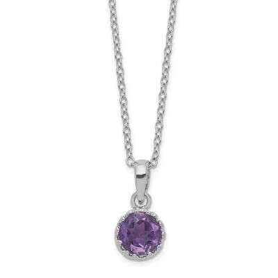 18 Inch Polished Amethyst Necklace Sterling Silver Rhodium-plated QG5145-18, MPN: QG5145-18, 191101…