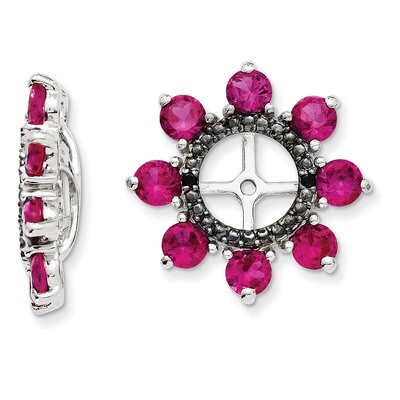 Created Ruby &amp; Black Sapphire Earring Jacket Sterling Silver Rhodium QJ114JUL, MPN: QJ114JUL, 19110…